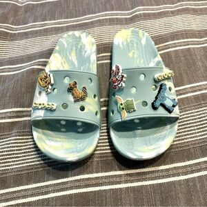 Blue/Green Tie-Dye Croc Slides